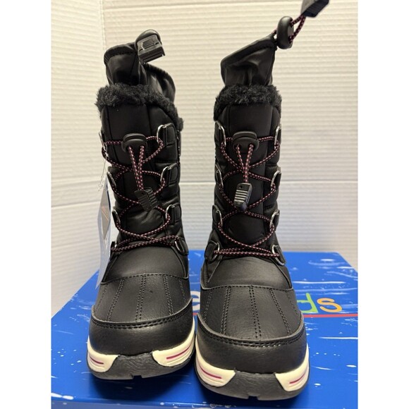 Totes Girl’s Mackenzie Black Snow Winter  Boots Size 3 - Picture 4 of 9